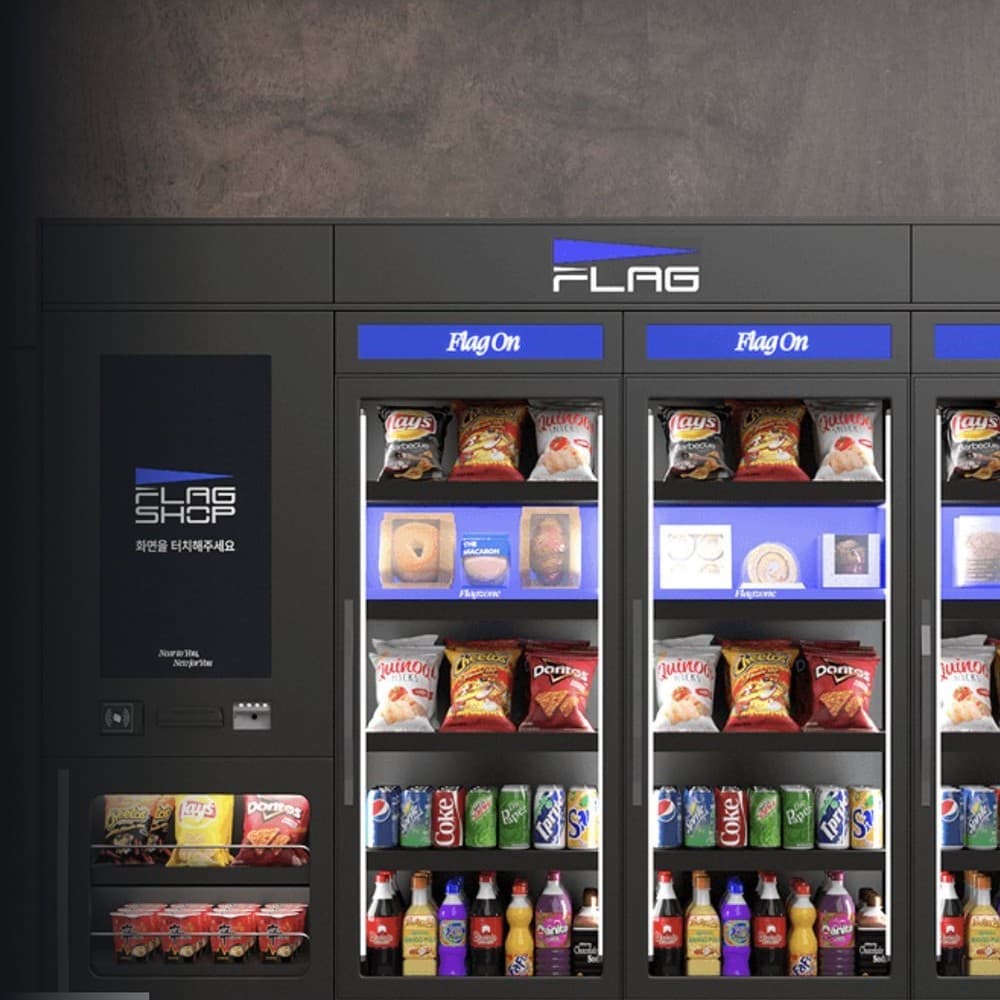 Flagshop smart vending kiosks stocked with snacks and drinks